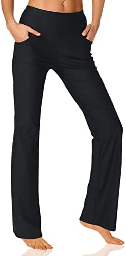 Zeronic Bootcut Yoga Pants for Women with Pockets High Waisted Workout Running Pants Tummy Control Long Bootleg Work Pants(Black,XX-Large)