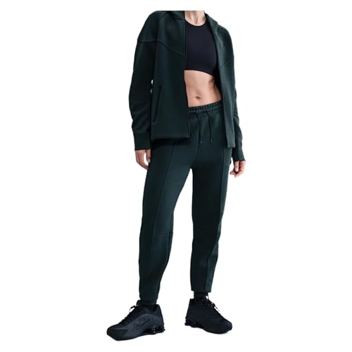 Image of Nike Sportswear Tech Fleece Women's Mid-Rise Joggers (Seaweed/Black)