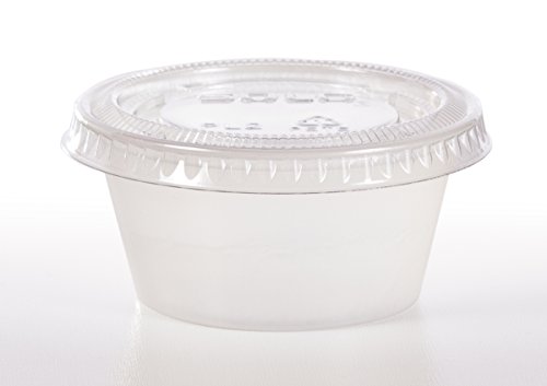 Solo 1.0 oz Portion Container & Lid (250ct) – Restaurant/Take-Out Style Clear Plastic Side Dish Cups - Bundled with WhoseFood? Pen – for Ketchup, Sauces, Samples, Portion Control, Jello Shots