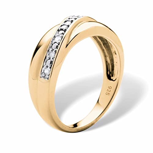 PalmBeach Men's Yellow Gold-plated Sterling Silver Round Genuine Diamond Diagonal Wedding Band Ring (1/8 cttw, I Color, I3 Clarity) Sizes 8-162