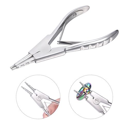 LAURITAMI Piercing Ringöffnungszange,Piercing Zange zum Piercing Ring,Ringöffnungszange aus Edelstahl mit 2 Kerben und gebogener Spitze