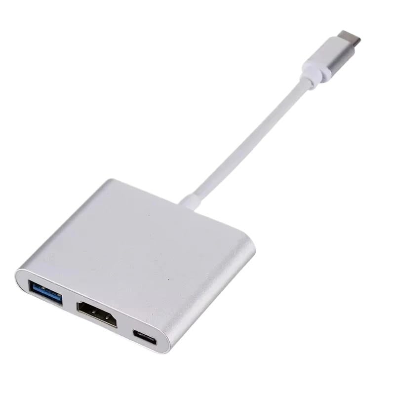 USB C to HDMI-Compatible VGA t2y>pe-c Digital AV Multiport Adapter 3 Converter to 4K 1080P Fast(Silver 3 in 1)