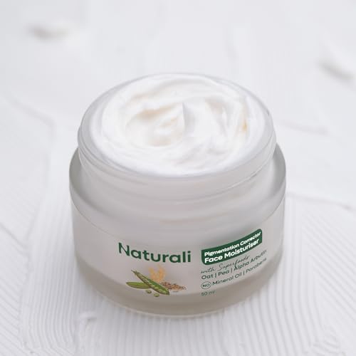 Naturali Pigmentation Corrector Moisturiser | With Superfoods Oat, Pea & Alpha Arbutin | Helps Fade Pigmentation | Evens Skin Tone & Lightens Dark Spots | Paraben-free | For All Skin Types | Best Dark Spot Corrector Moisturiser | 50ml
