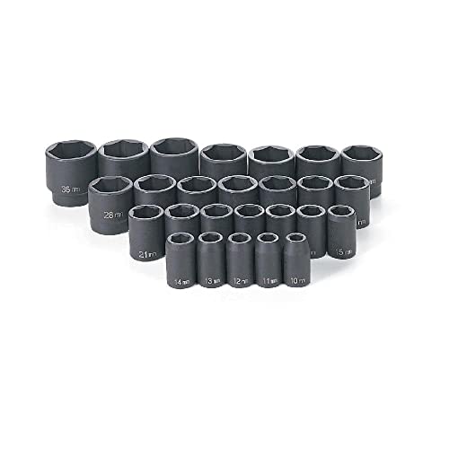 Best Deal Cheap 🛒 Grey Pneumatic 1326M 1/2" Dr. 26 Pc. Shallow Metric Socket Set
