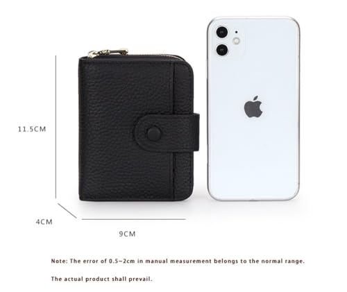 Large Capacity Luxury Genuine First Layer Cowhide Leather Pocket Wallet Ladies Purse，Card Bag，2 in 1 Wallet, Red, One Size2