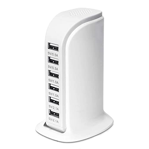 ANNCAY Station de Charge USB, hub Chargeur USB de 30W à 6 Ports, Chargeur USB multiport avec Smart Detect, Compatible avec iPhone, Galaxy, Tablette iPad et Autres appareils de Charge USB