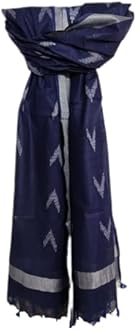 Women's Bhagalpuri Linen Cotton Blend Handloom Ikkat Dupatta with Zari Design, 2.25 Metres