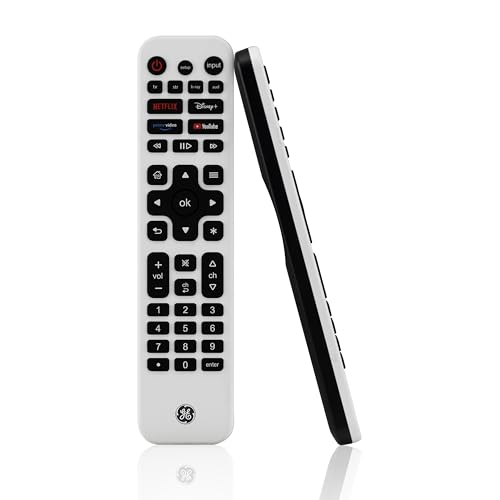 GE Rechargeable TV Remote Control, Universal Remote Control, Backlit Buttons, Samsung TV Remote Control Replacement for Smart TVs, Apple TV, Sony, Roku Replacement Remote, LG TV, 4-Device, 80984