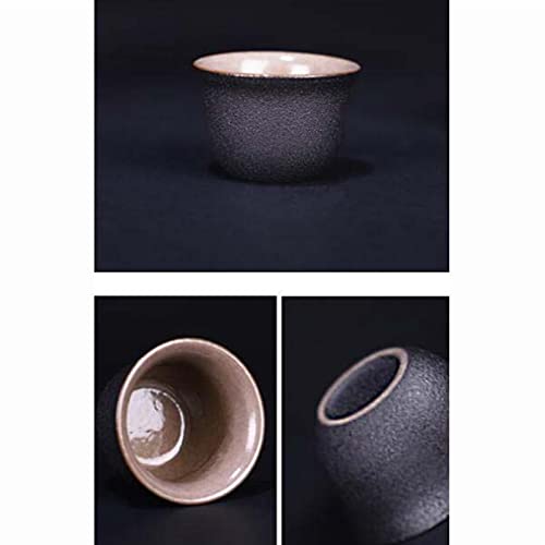 Rvvk Japanese-Style Ceramic Household Sake Set, Stoneware Small Sake Cup Set, Wine Jug X 1 Warm Wine Jug X 1 Wine Glass X 6 Wine Tray X 1 (Color : Black) #TOP6