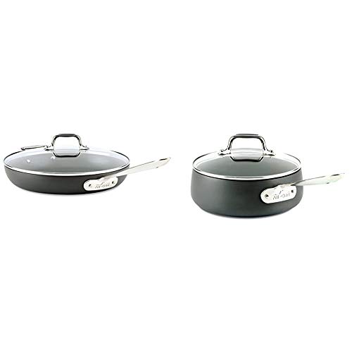 All-Clad Ha1 Hard Anodized Nonstick Fry Pan 12 Inch Induction Pots And Pans, Cookware Black & Hard Anodized Nonstick Sauce Pan Cookware, 2.5-Quart, Black #TOP26