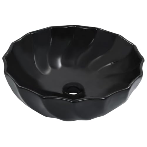 Vasque with Céramique, design moderne, lavabo à poser, lavabo salle de bain, meuble vasque salle de bain, lave main, noir, 46 x 17 cm
