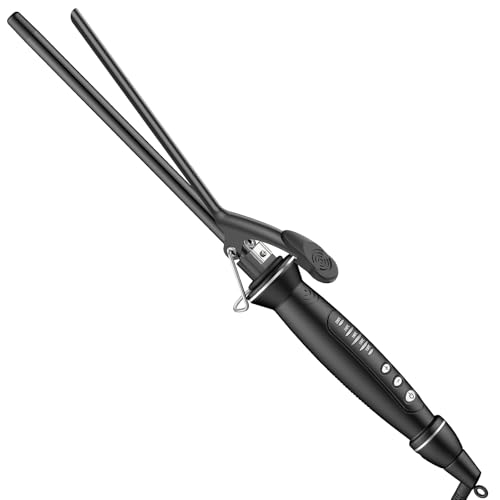 SAOSA 3/8 Inch Small Barrel Curling Iron Wand, Tiny Curling Wand Ceramic Skinny Curling Iron with Adjustable Temperature for Short & Long Hair