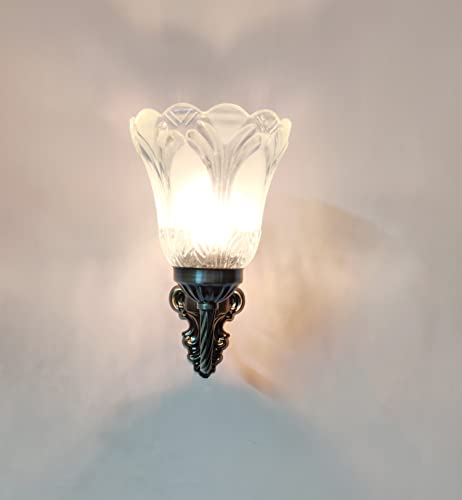 SINOMAN Wall Lamp with Glass Shade Modern Home Lighting Decorative Antique Black Finish Indoor Up- Down Wall Light Fixture for Living Room, Bedroom, Hallway, Shops, Malls (Single) (Without Bulb)