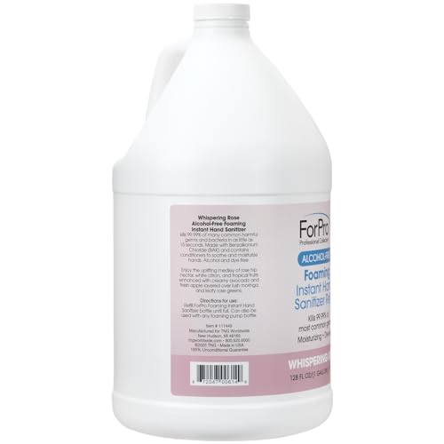Image of ForPro Alcohol-Free Foaming Instant Hand Sanitizer, 1 Gallon Refill (Pack of 4) - Moisturizing, Dye-Free Formula, Whispering Rose Scent