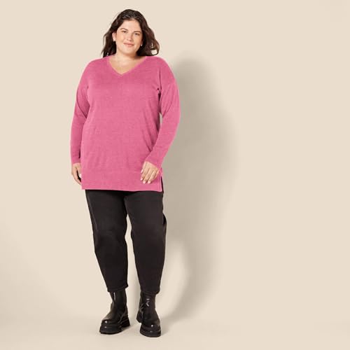 Image of Amazon Essentials Women's Lightweight V-Neck Tunic Sweater, Long Sleeve, Ribbed (Available in Plus Size)