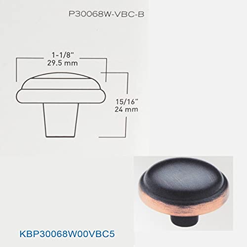 Brainerd 1-1/8 In. ( 26Mm) Top Ring Round Knob, Bronze W/Copper Highlights, 50 Pack - P30068W-Vbc-B #TOP4