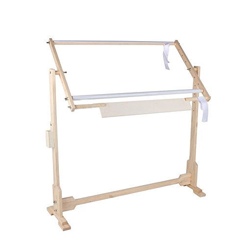 SOULONG Cadre Couture Broderie Point de Croix à Pied Cadre de Broderie en Bois au Sol Hauteur Réglable Métier à Broderie pour Projets de Borderie, d'Aiguille et Tapisserie (80 x 52 x 79cm)