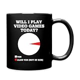 Spreadshirt Will I Play Video Games Today | YES | Funny Gamer Full Color Mug, One Size, black