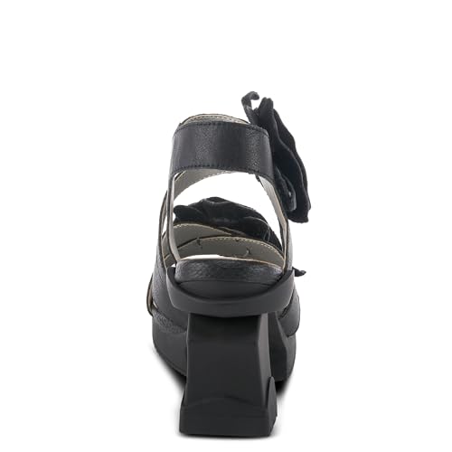 Image of Spring Step L'Artiste Shelly - Women's Hand-Painted Floral Leather Platform Sandal with Adjustable Ankle Strap - Artistic Block Heel For Everyday Wear
