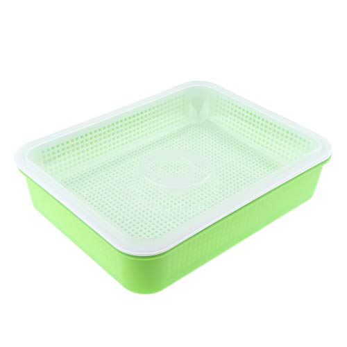 LOVIVER Seed Sprouter Tray Bean Sprout Grower Double Layer With Cover - Light Green, 27 x 21 x 10.8cm