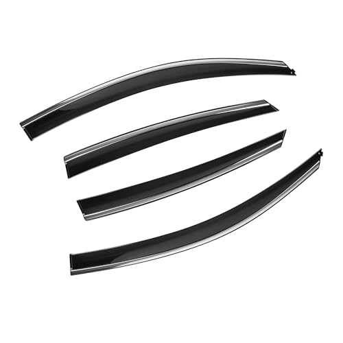 Image of Shatterproof Taped-On Window Deflectors for Honda Civic 2016-2021 (Not for Hatchback) with Chrome Trim, Rain Guards, Window Visors for Car, Vent Deflector, 4pcs