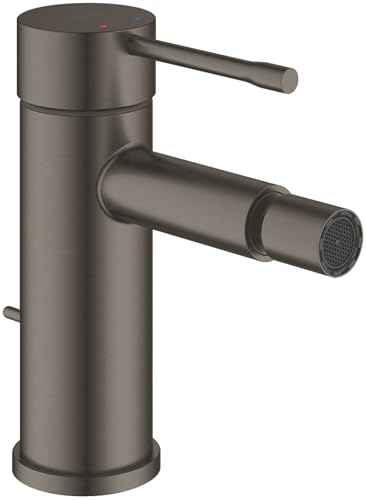 GROHE Einhand-Bidetbatterie Essence 24178_1, Einlochmontage, Zugstangen-Ablaufgarnitur, Professional Edition, hard graphite gebürstet