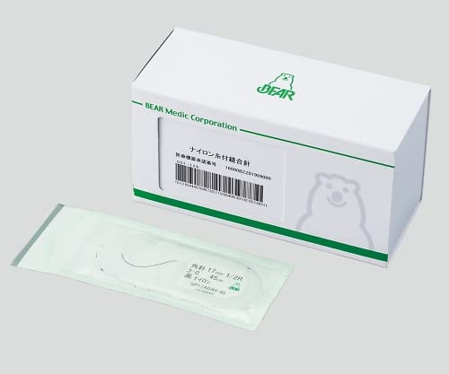 Amazon.co.jp: ベアーメディック 糸付き縫合針(強弯角1/2 糸色