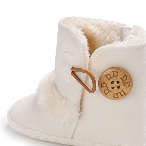 Hsdsbebe Isbasic Infant Baby Buttons Snow Boots Anti-Skid Rubber Sole For Toddler Boys Girls Winter Warm Crib Shoes (6-12 Months, A/White) #TOP5