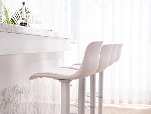 Younike Bar Stools Set Of 2 Counter Height Bar Stools, Ergonomic Pp High Bar Stool,Adjustable Hydraulic 360° Swivel Island Bar Chairs With Back, Home And Kitchen -White #TOP4