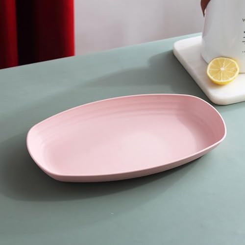 Image of Unbreakable Deep Wheat Straw Dinner Plastic Plates Unbreakable Kids Plates for Kitchen Alternative for Plastic Tray Eating Nashta Dishes Dishwasher Safe Dinnerware (Pink, Pack of 2)
