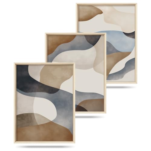 Aryroi Abstract Watercolor Block Framed Canvas Wall Art Set- 12"x16"x3