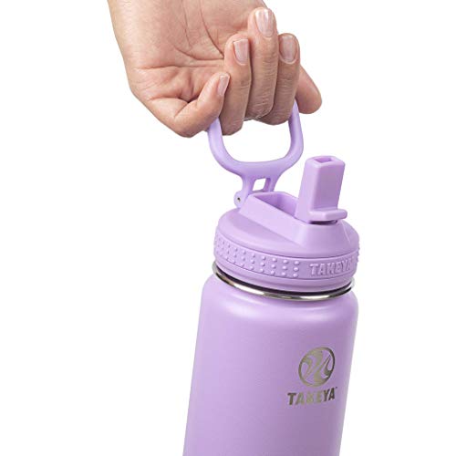 Image of Takeya 18 oz Actives Stainless Steel Water Bottle with Straw Lid - Leakproof, Double-Wall Insulated, Keeps Drinks Cold 24 hrs /Hot 12 hrs, BPA-Free, Powder-Coated, Gym & Travel, Lilac