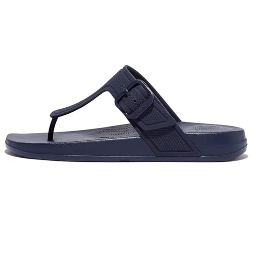 Fitflop Iqushion Adjustable Buckle Flip-Flops, Sandalias Planas Mujer, Azul Marino, 41 EU