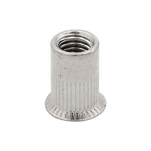 100pcs Stainless Steel Light Body Countersunk Open End Cylinder Rivet Nut Insert (M6)