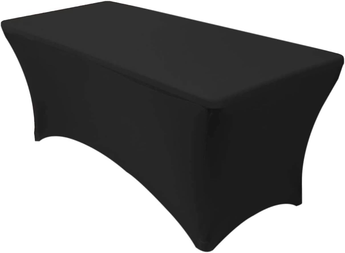 AMERTEER Spandex Tablecloths - 6FT, Rectangular (Black)