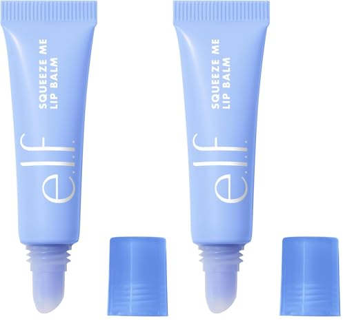 Image of e.l.f. Squeeze Me Lip Balm, Moisturizing Lip Balm For A Sheer Tint Of Color, Infused With Hyaluronic Acid, Vegan & Cruelty-Free, Blueberry (Pack of 2)