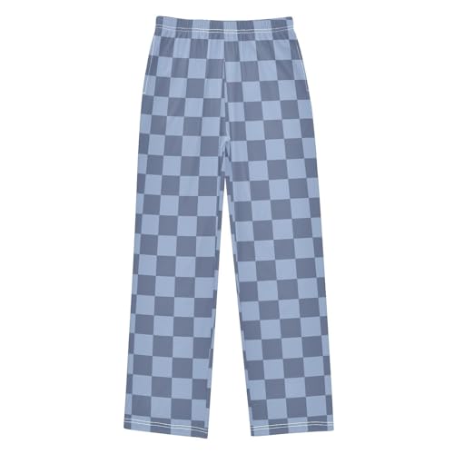 Blue Dark Checkerboard Pajama Pants Long Sleep Pant Soft PJ Bottoms Sleepwear