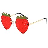 BAWUYI Cute Strawberry Shape Sunglasses for Women Men Girls Boys Party Prom Accessories Halloween Christmas Costumes Glasses (Red)