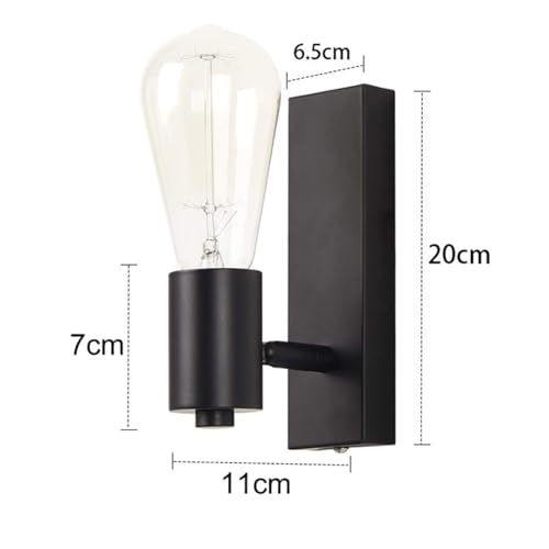 Lámpara de pared E27 retro minimalista rectangular con rotación ajustable negra para decoración interior 6