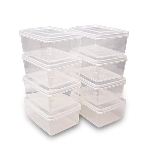 Image of Chetan Rectangle Plastic Storage Boxes, Transparent Containers, Small Boxes for Jewellery /Medicines /Stationery /Cosmetics /Accessories (LXBXH- 16 x 12 x 7 cm) (Pack of 8) (Size No - 3)