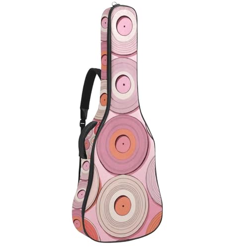 Housse de guitare acoustique étanche 108x42x12 cm à motif disques roses