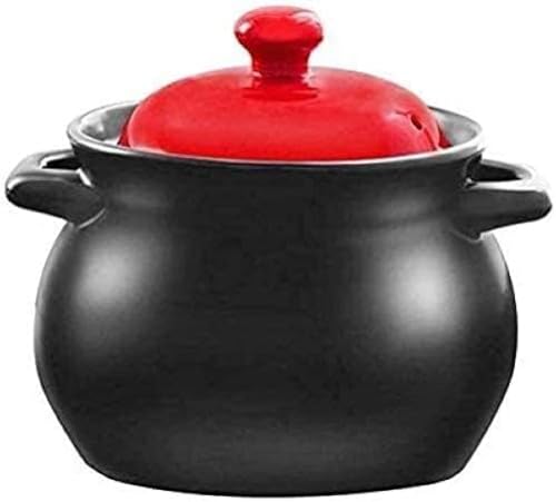Pentola di argilla ad alta temperatura da 2800 ml per cucinare, casseruola in ceramica resistente, perfetta per brasare, stufare e cuocere, pentole di argilla ideali per pasti sani