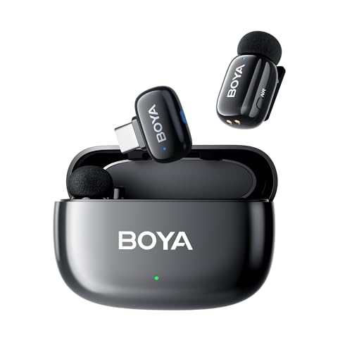 BOYAMini USB C Mini Micrófono Inalámbrico, AI Voice, 2 Pack Micró...
