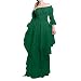 Xmiral Abito da Donna Basso Manica a Sbuffo con Spalle Scoperte Increspatura Costume Medievale per Abito da Donna Vestito Cosplay Abiti Mamma E Figlia Uguali (S,Verde)