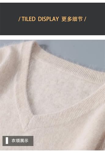 Men Mink Cashmere Sweater V-Neck Knitted Pullover Warm Long Sleeved Sweater3