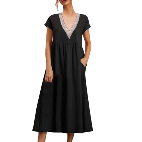 Robe dentelle coton et lin à poches pour vos journées d'été ensoleillées