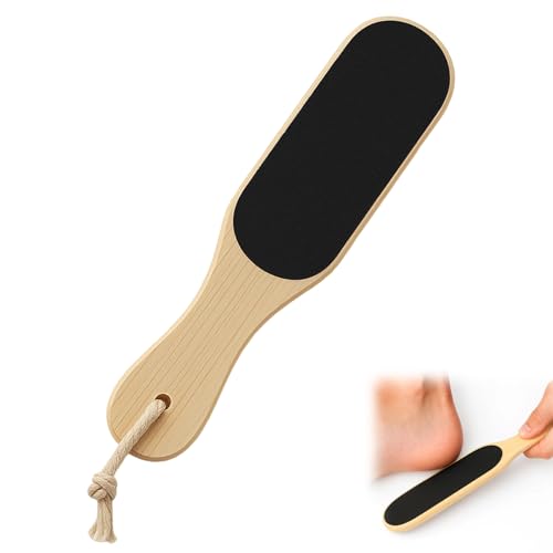 Huybaa Lima de Pies de Madera Natural, Lima Profesional para Pedicura y Eliminar Callos - Doble Cara para Piel Seca y Durezas, 24 cm