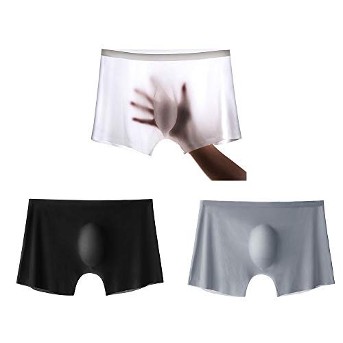 Men's Underwear 3D Stereo One-Piece Men's Ice Silk Boxer Breathable Seamless Sexy See-Through Transparent Briefs