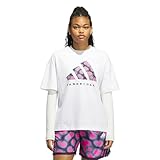 adidas Women's Basketball Camouflage Logo T-Shirt, White/Silver Violet, X-Large/Tall