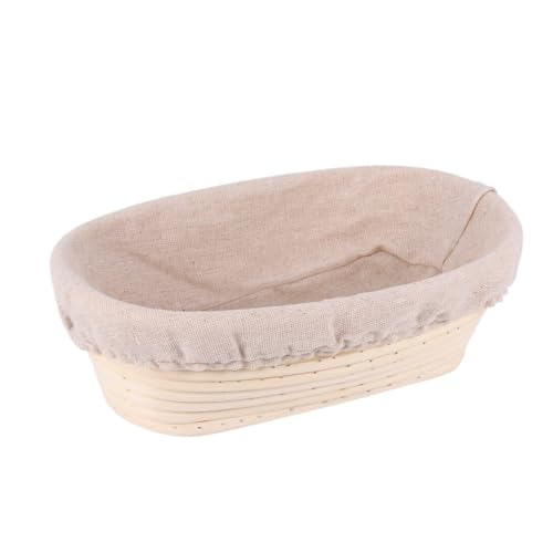 Mooyii Oval Bread Proofing Basket with Linen Fabric Insert, Rattan Dough Basket for Rising, Baking Accessories for Hobby Bakers (Beige-Oval, 21 x 15 x 8 inches)